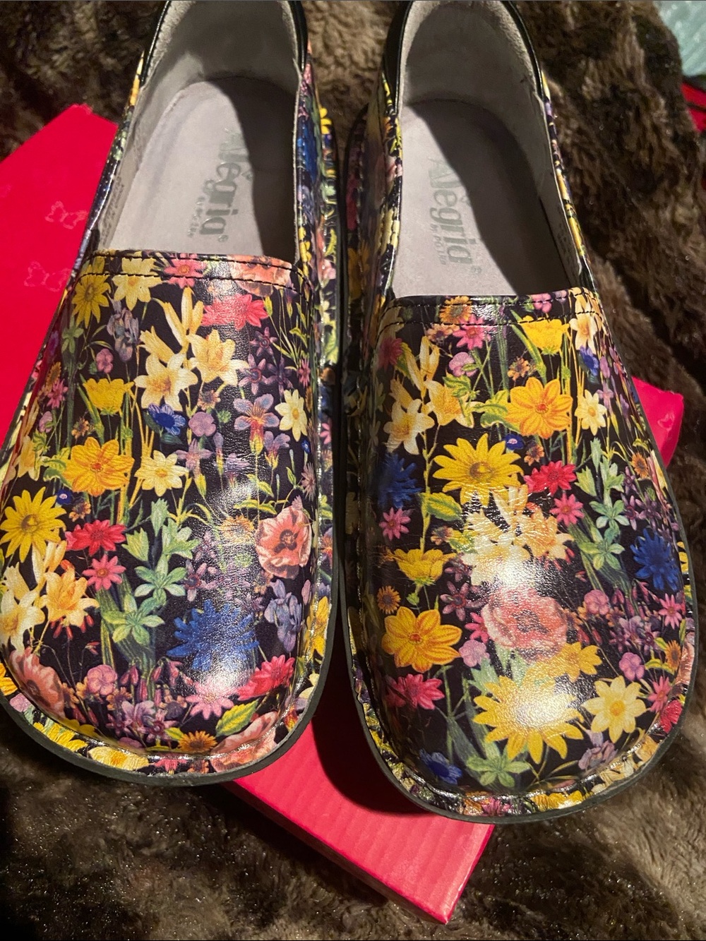 Alegria Black Floral Slip-On Clogs - Picture 2 of 13